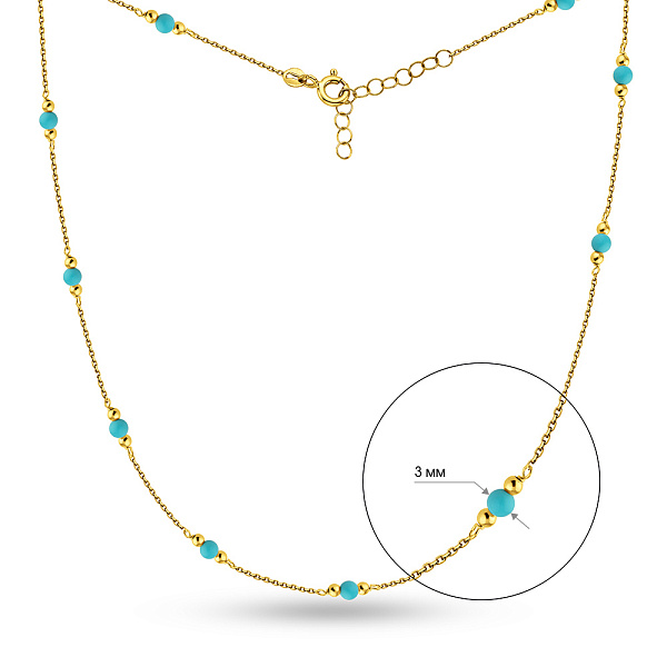 Золоте кольє з бірюзою (арт. 352610жБ) – зображення 6