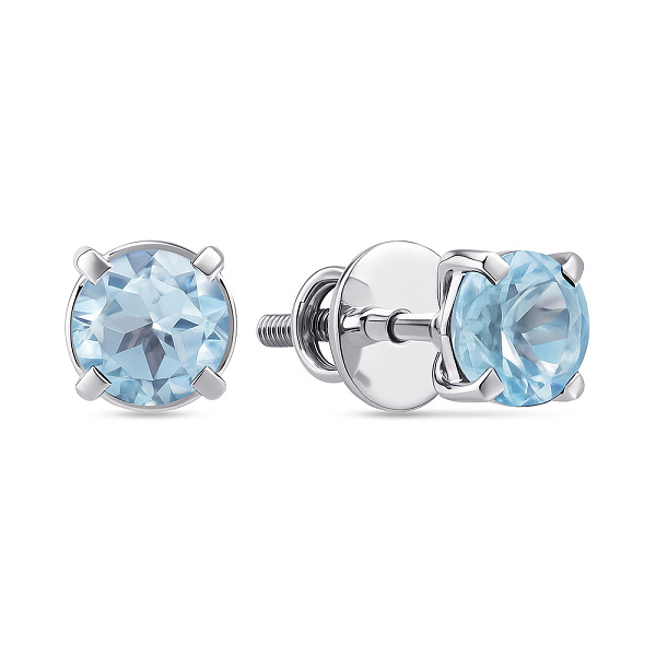 Серебряные пусеты с топазом (арт. 7518/2020547Пг) – изображение 1