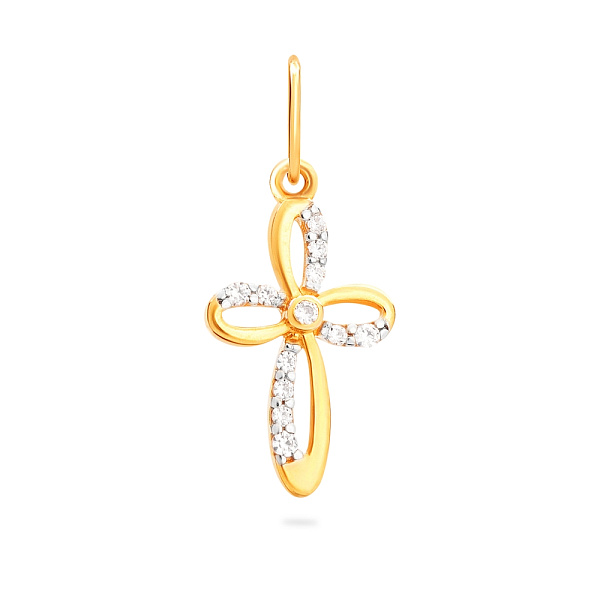 Золота підвіска-хрестик з фіанітами (арт. 440411ж) – зображення 1