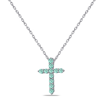 Серебряное колье Крестик с фианитами (арт. 7507/1477аз)