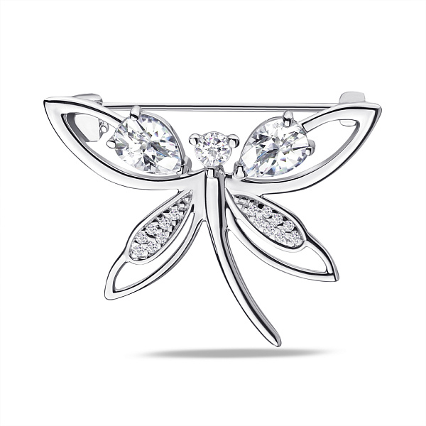 Срібна брошка з фіанітами (арт. 7505/581бп) – зображення 1