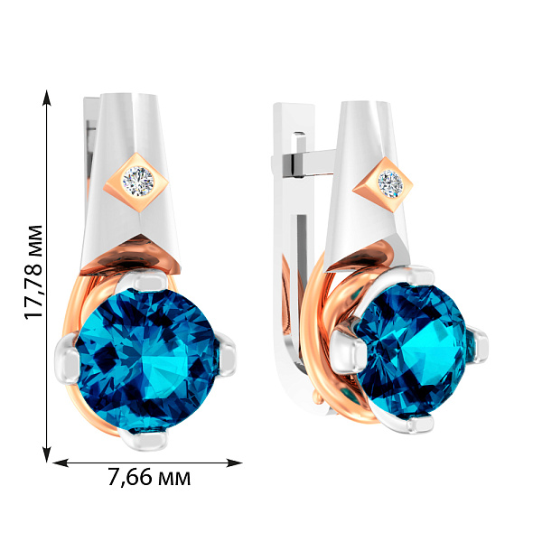 Золотые серьги с топазом лондон (арт. 110748Пбл) – изображение 2