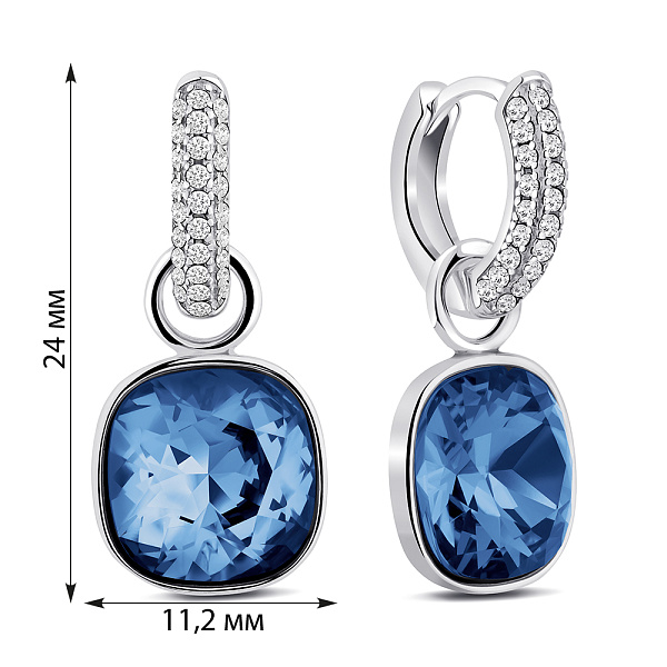 Серебряные серьги-кольца с подвеской (арт. 7502/2186328цс) – изображение 2