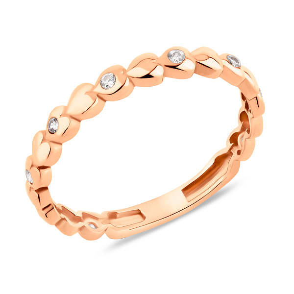 Кольцо из красного золота с фианитами (арт. 155611) – изображение 1