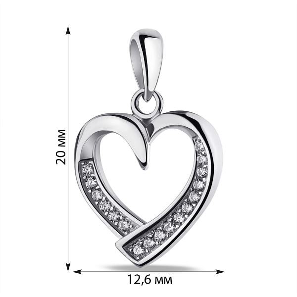 Серебряный подвес Сердце с фианитами  (арт. 7503/4018) – изображение 2