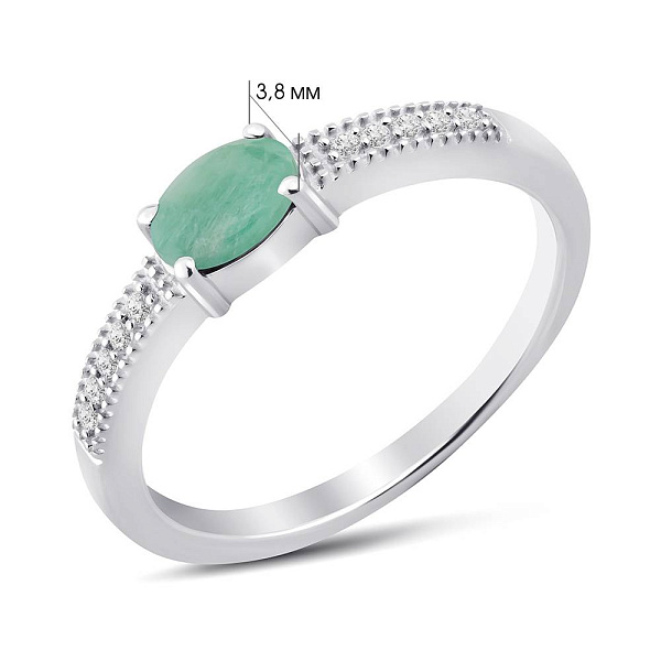 Серебряное кольцо с изумрудом и фианитами (арт. 7501/1762943Изм) – изображение 2