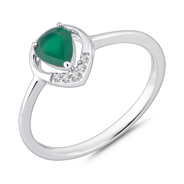 Серебряное кольцо с крупным агатом и фианитами (арт. 7501/2189701Аз) – изображение 1