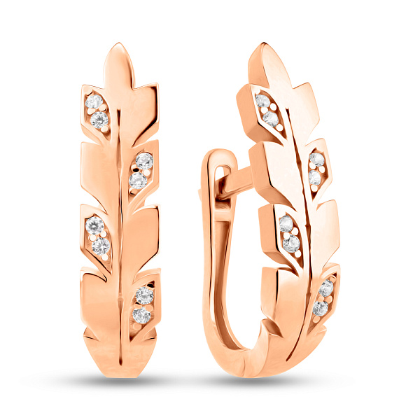 Золотые серьги с фианитами (арт. 1091396) – изображение 1
