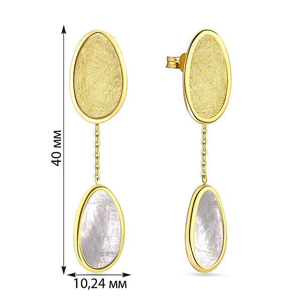 Золотые серьги пусеты Diva с перламутром (арт. 107598жп) – изображение 4