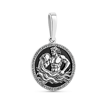 Фото Срібний кулон Водолій з оніксом (арт. 7903/2490овд)