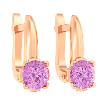 Дитячі золоті сережки з рожевим фіанітом (арт. 110504р)