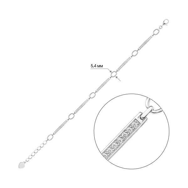 Серебряный браслет с дорожкой из фианитов (арт. 7509/5104) – изображение 2