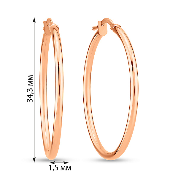 Серьги-кольца из красного золота (арт. 100742/30) – изображение 2