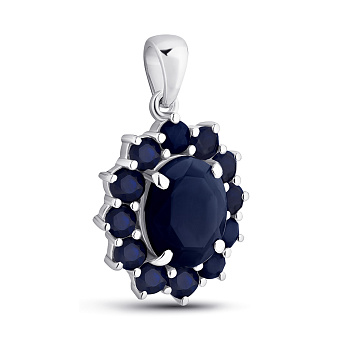 Серебряный кулон Цветок с сапфироми (арт. 7503/2150619Спс)