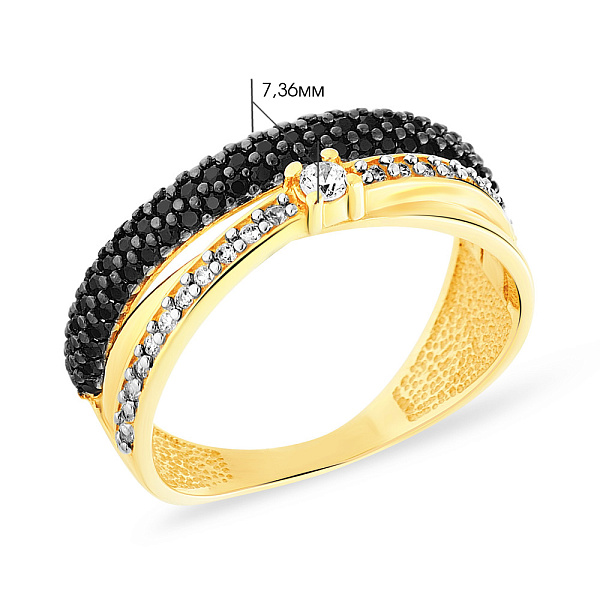 Кольцо Синергия из желтого золота с фианитами (арт. 140463жч) – изображение 2