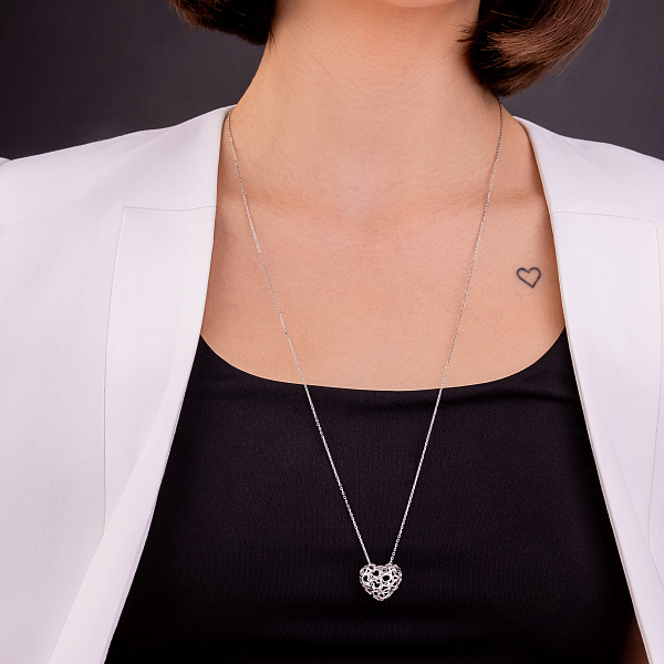 Колье Сердце из белого золота (арт. 360209б) – изображение 4
