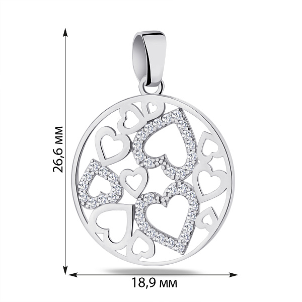 Подвес из серебра "Сердечки" с фианитами (арт. 7503/3627) – изображение 2