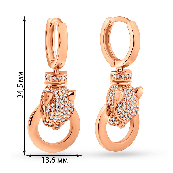 Серьги из красного золота с фианитами (арт. 100375з) – изображение 4