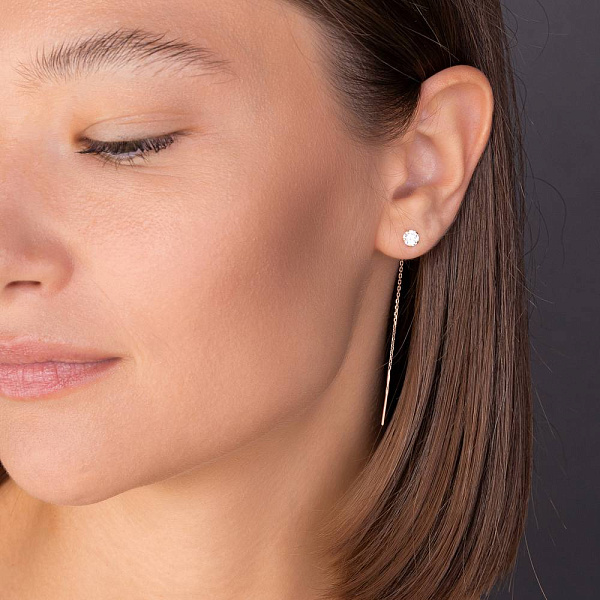 Золоті сережки-протяжки з фіанітами (арт. 110700) – зображення 2