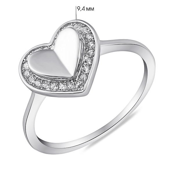 Серебряное кольцо Сердце с фианитами (арт. 7501/7059) – изображение 2
