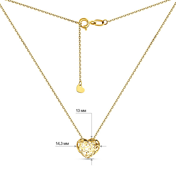 Кольє з жовтого золота Серце (арт. 360208ж) – зображення 5