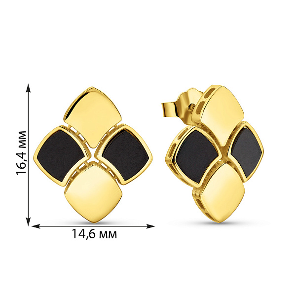 Золотые серьги Francelli с ониксом (арт. 1091342жо) – изображение 6