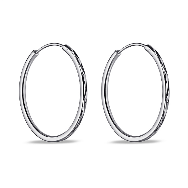 Серебряные серьги-кольца без камней (арт. 7502/9818/30) – изображение 1