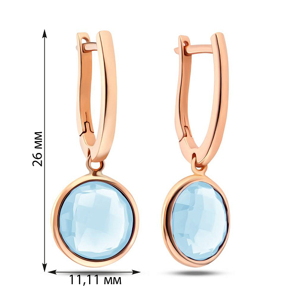 Золотые серьги с подвесками из кварца (арт. 106328Пкг) – изображение 3