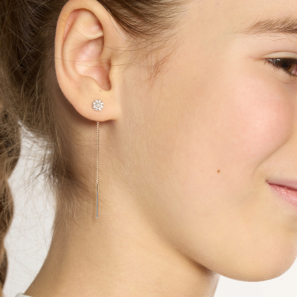 Сережки-протяжки з золота з фіанітами (арт. 110843/1) – зображення 2