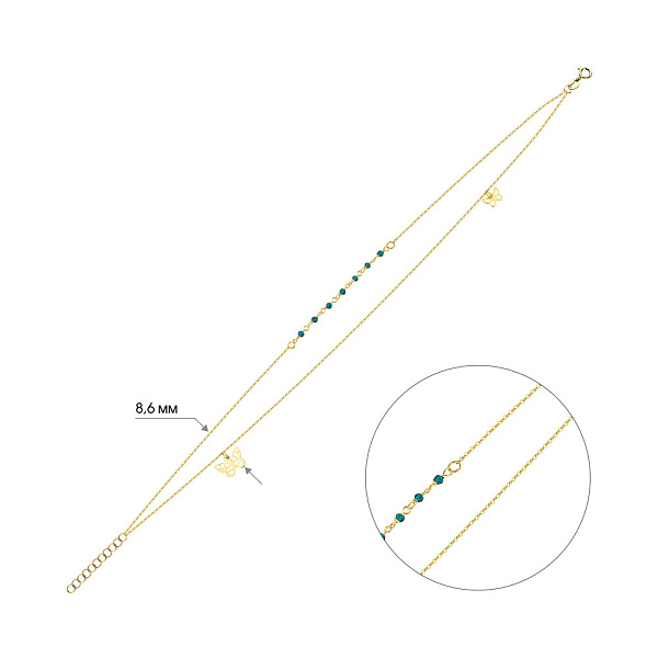Золотой браслет Бабочки с фианитами (арт. 326975жбрзн) – изображение 2