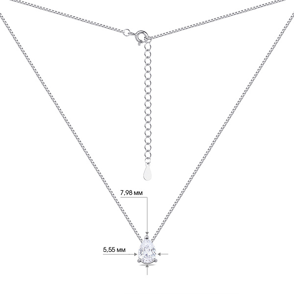 Кольє срібне "Крапля" з фіанітом (арт. 7507/1522) – зображення 3