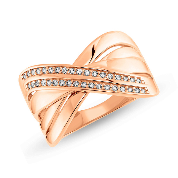 Золотое широкое кольцо с фианитами (арт. 155464) – изображение 1