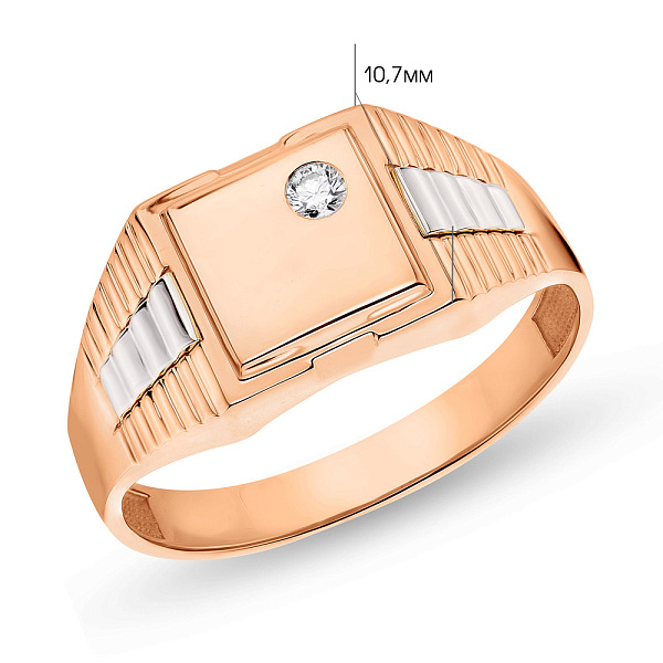 Печатка з червоного золота з діамантом (арт. К170042005) – зображення 5