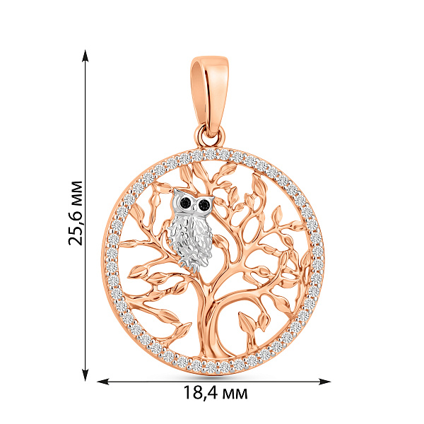 Золотая подвеска Сова с фианитами (арт. 440973) – изображение 3