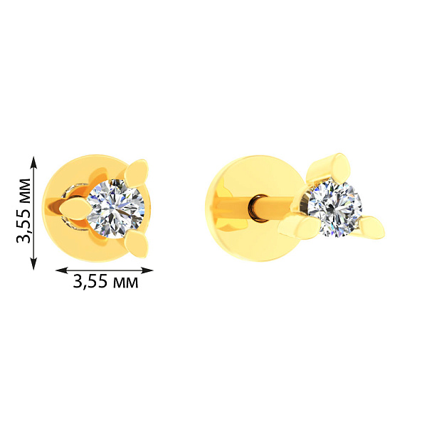 Золотые серьги пусеты с фианитом (арт. 110388ж) – изображение 2