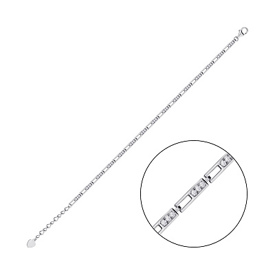 Тонкий браслет из серебра с фианитами  (арт. 7509/3568)