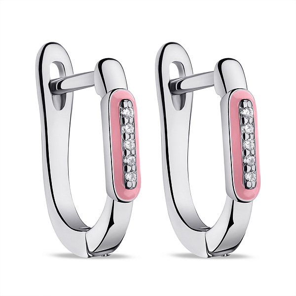 Сережки зі срібла з емаллю і фіанітами (арт. 7502/9501ер) – зображення 1