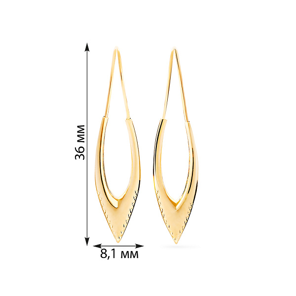 Сережки з жовтого золота без каміння (арт. 100004/1ж) – зображення 2