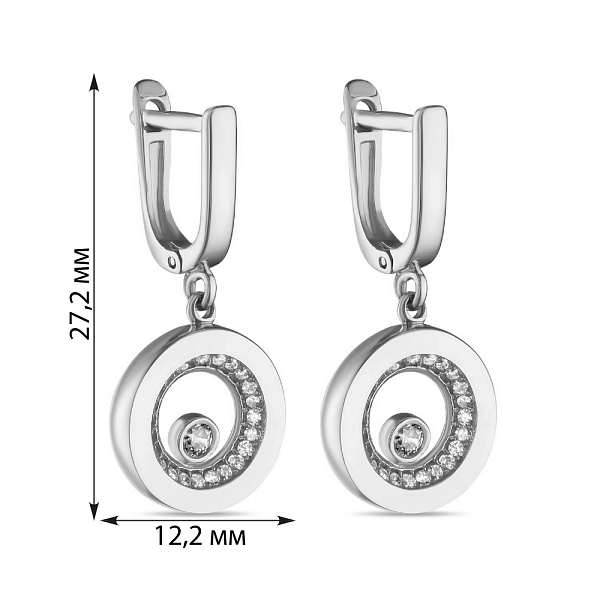 Золотые серьги подвески с фианитами (арт. 106343б) – изображение 2