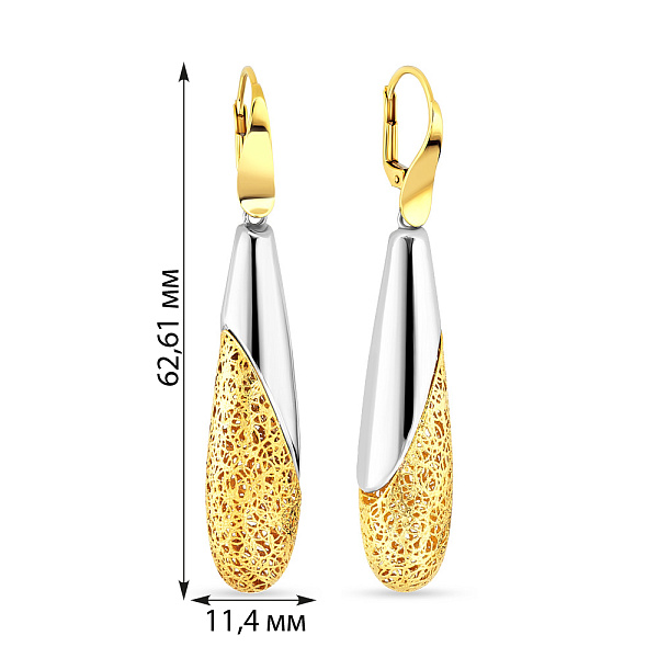 Длинные серьги Francelli из золота в комбинированном цвете металла (арт. 103574жб) – изображение 2