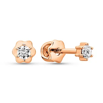 Пусети з червоного золота з діамантами (арт. Т011171010)