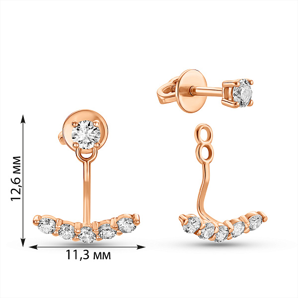 Золотые серьги трансформеры с бриллиантами (арт. Т011267060) – изображение 5