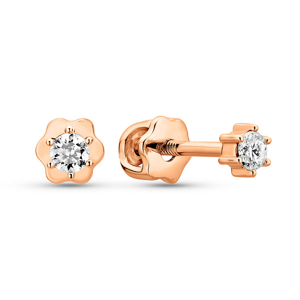 Пусеты из красного золота с бриллиантами (арт. Т011171010) – изображение 1