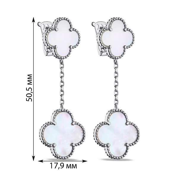Серебряные серьги Клевер с перламутром (арт. 7502/9239п) – изображение 2
