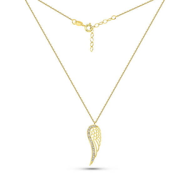 Золотое колье Крылья с фианитами (арт. 352594ж) – изображение 2