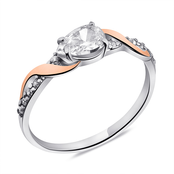 Серебряное кольцо с фианитами и золотой накладкой (арт. 7201/034кю) – изображение 1