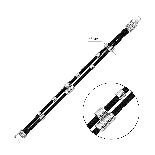 Браслет із шовковою ниткою та срібними вставками (арт. 7309/2466/7) – зображення 2