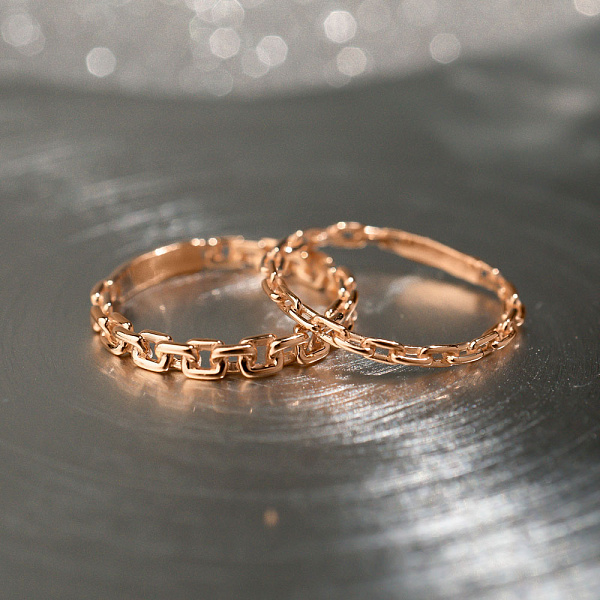 Тонкое золотое кольцо "Звенья" без камней  (арт. 155551) – изображение 3