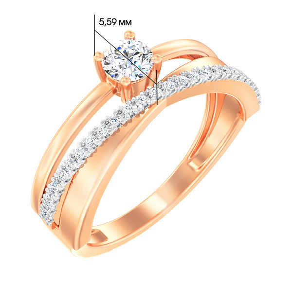 Золота каблучка з фіанітами Синергія (арт. 141101) – зображення 3