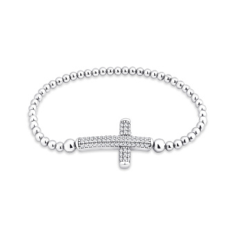 Серебряный браслет Крестик с фианитами (арт. 7509/4366/1)